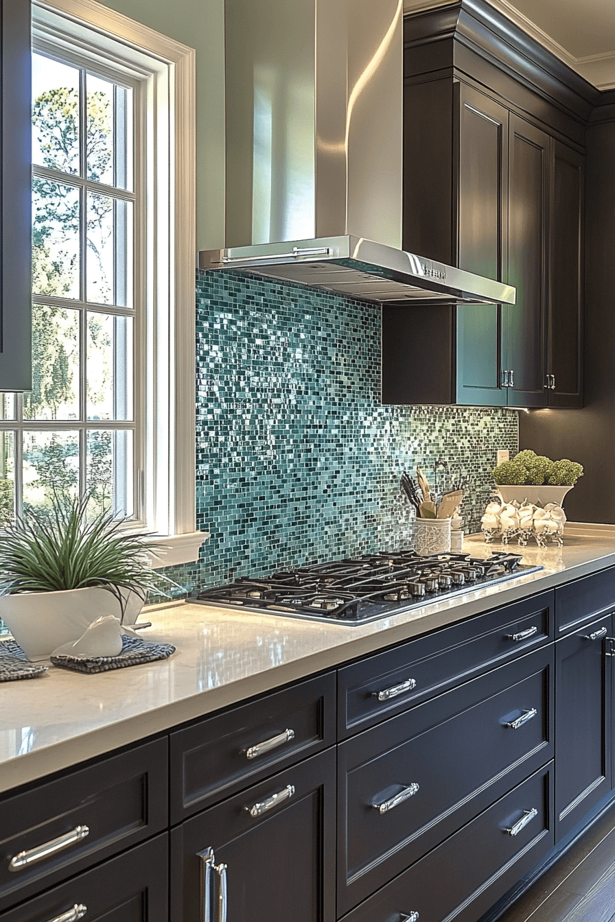 green backsplash kitchen