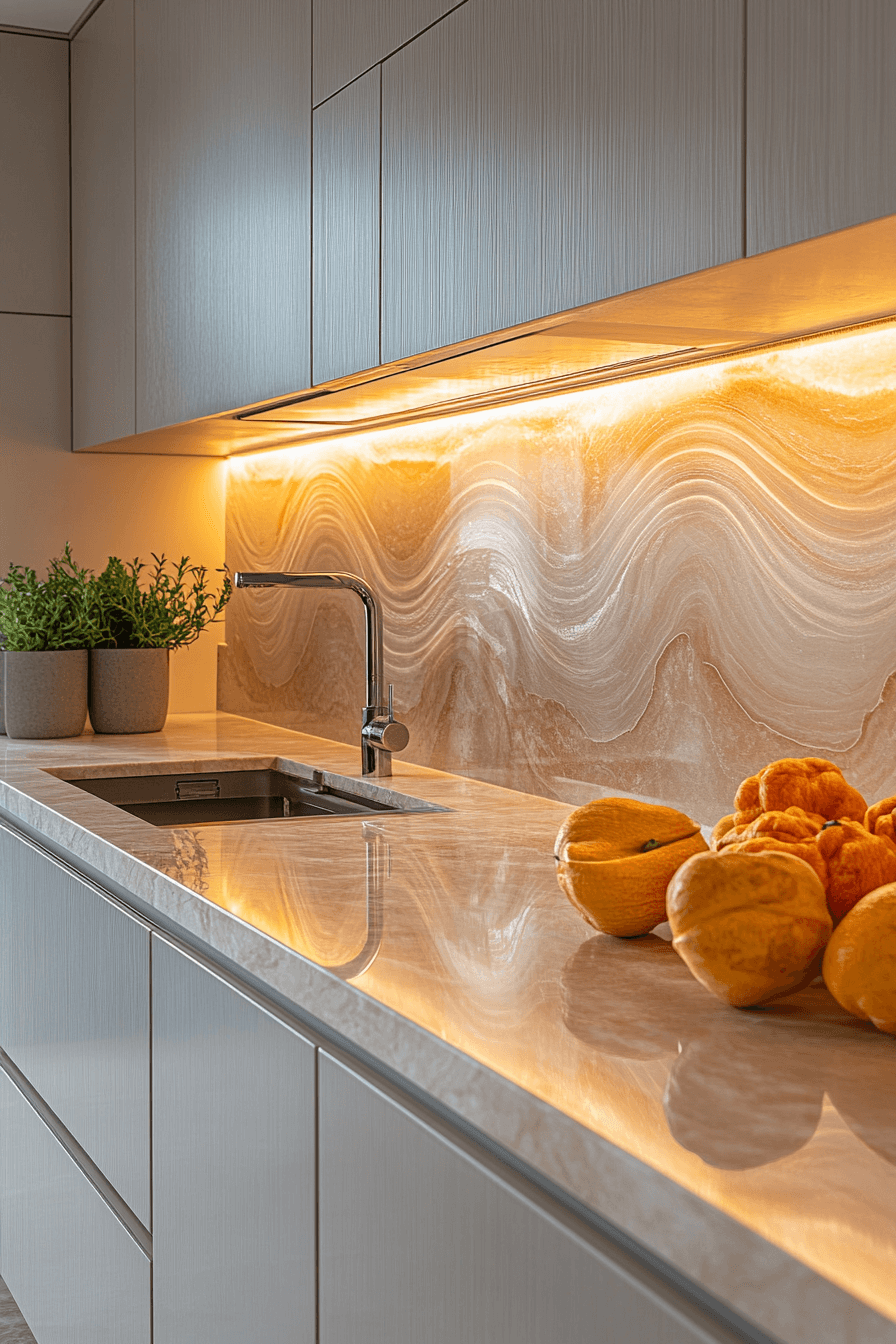 stone backsplash kitchen