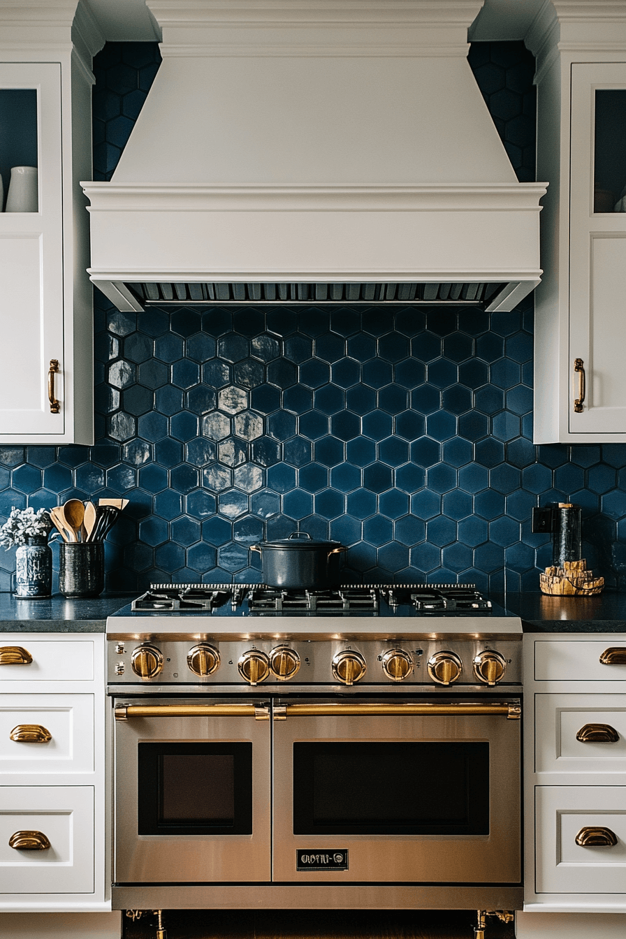 blue backsplash kitchen