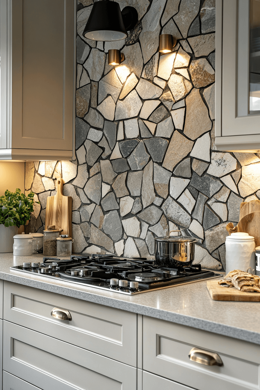 stone backsplash kitchen