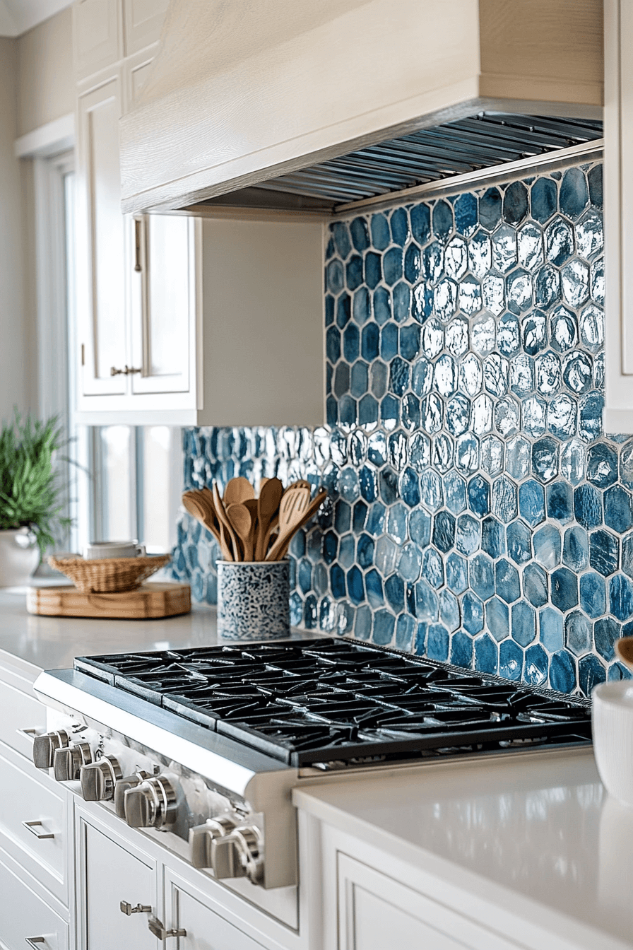 blue backsplash kitchen