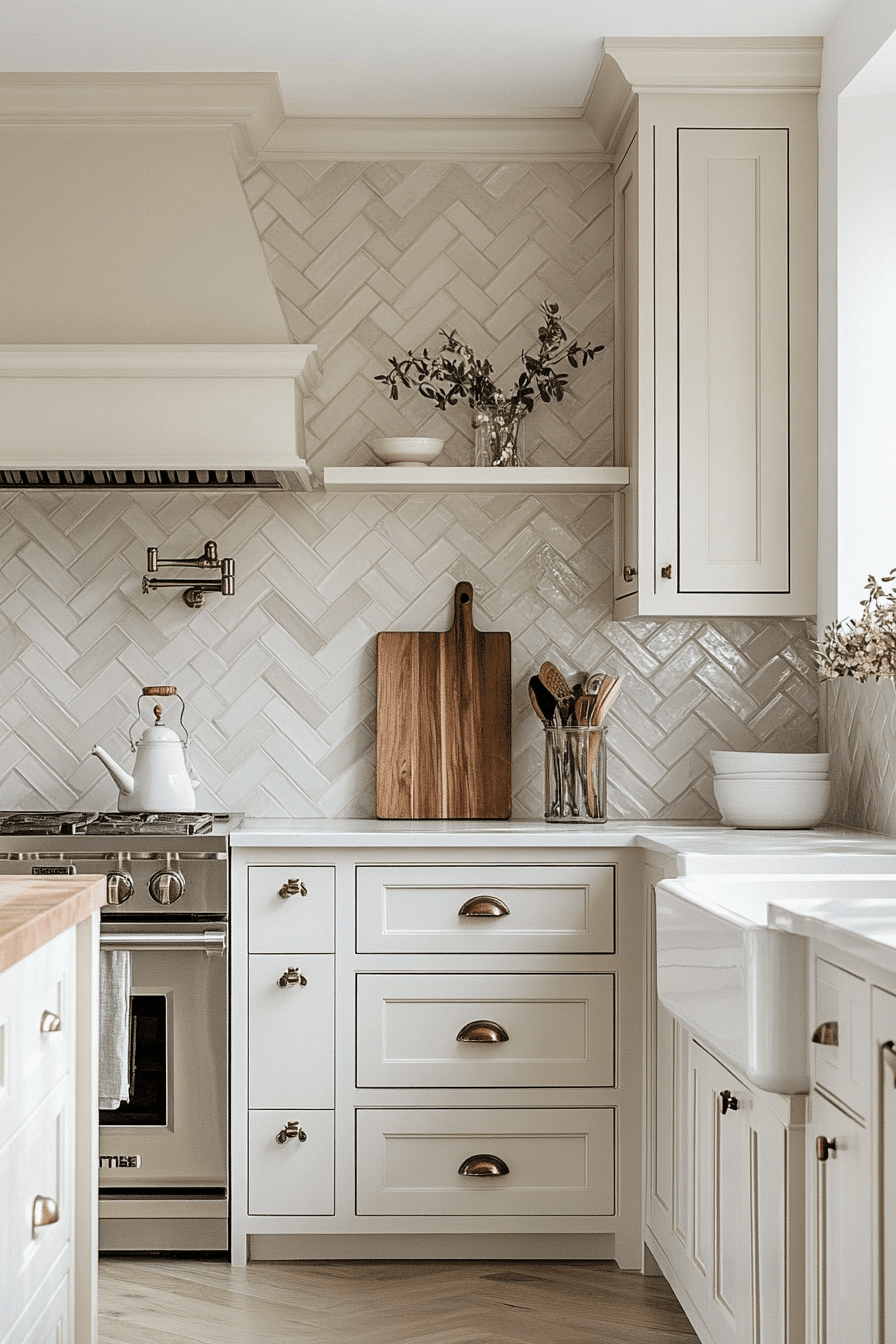 neutral backsplash kitchen