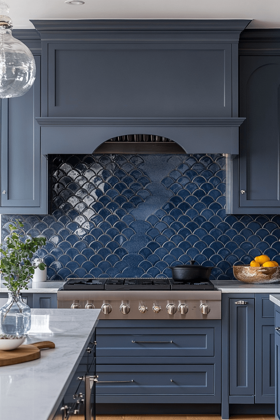 blue backsplash kitchen