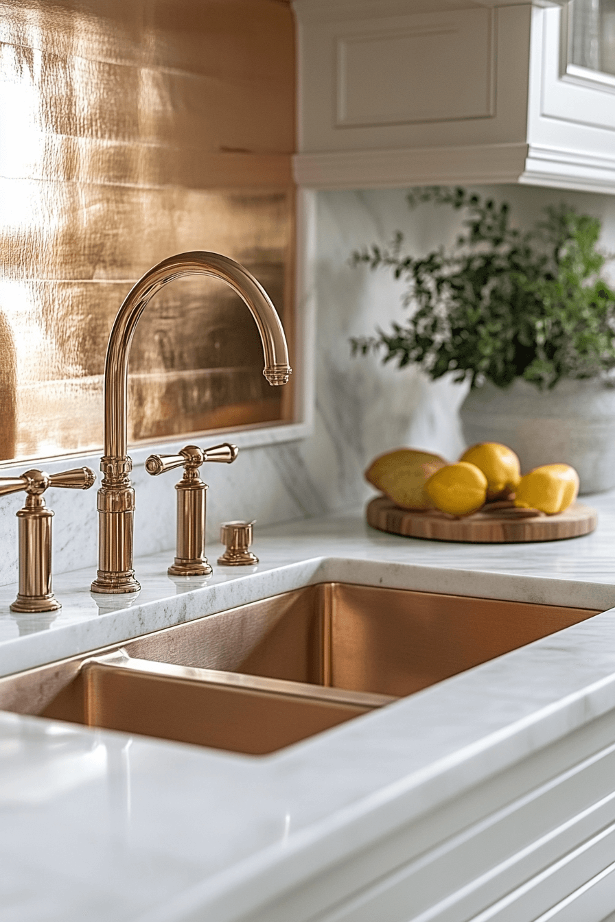copper backsplash kitchen