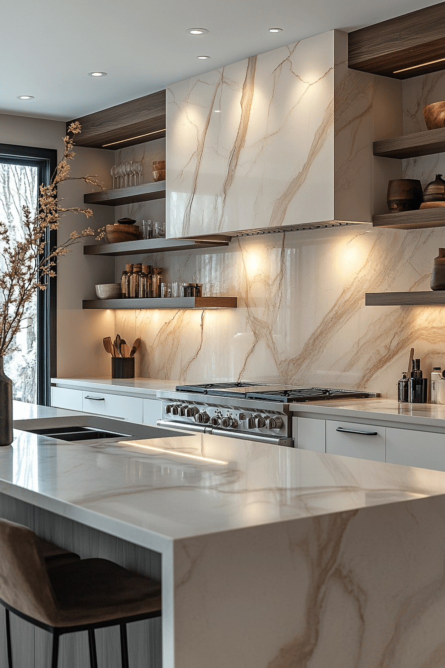 stone backsplash kitchen