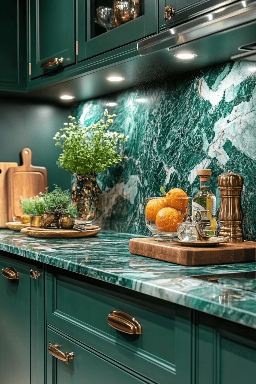 green backsplash kitchen