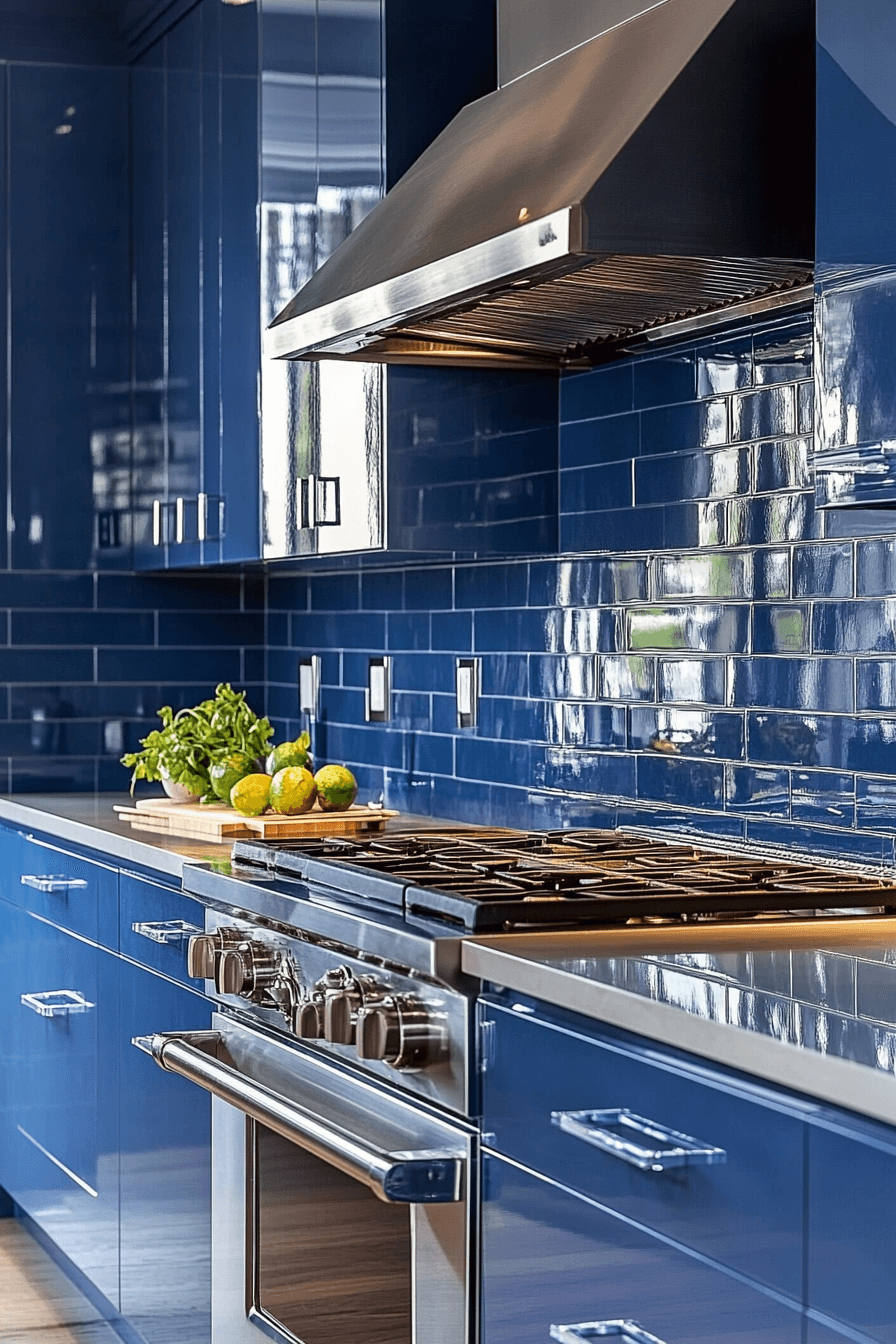 blue backsplash kitchen