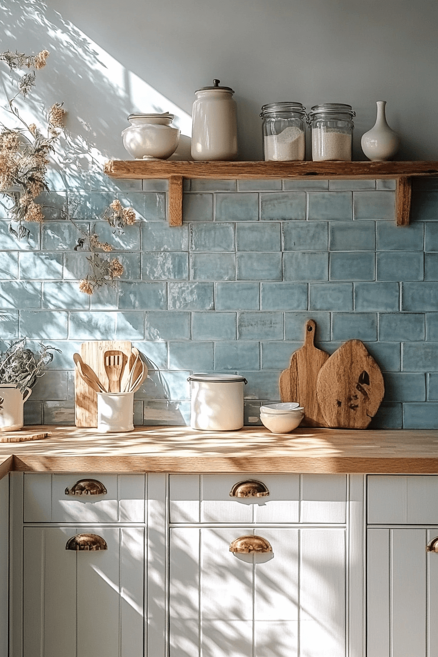 blue backsplash kitchen