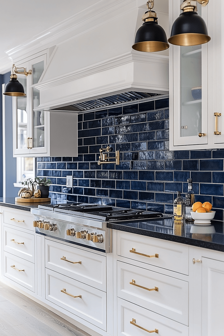 blue backsplash kitchen