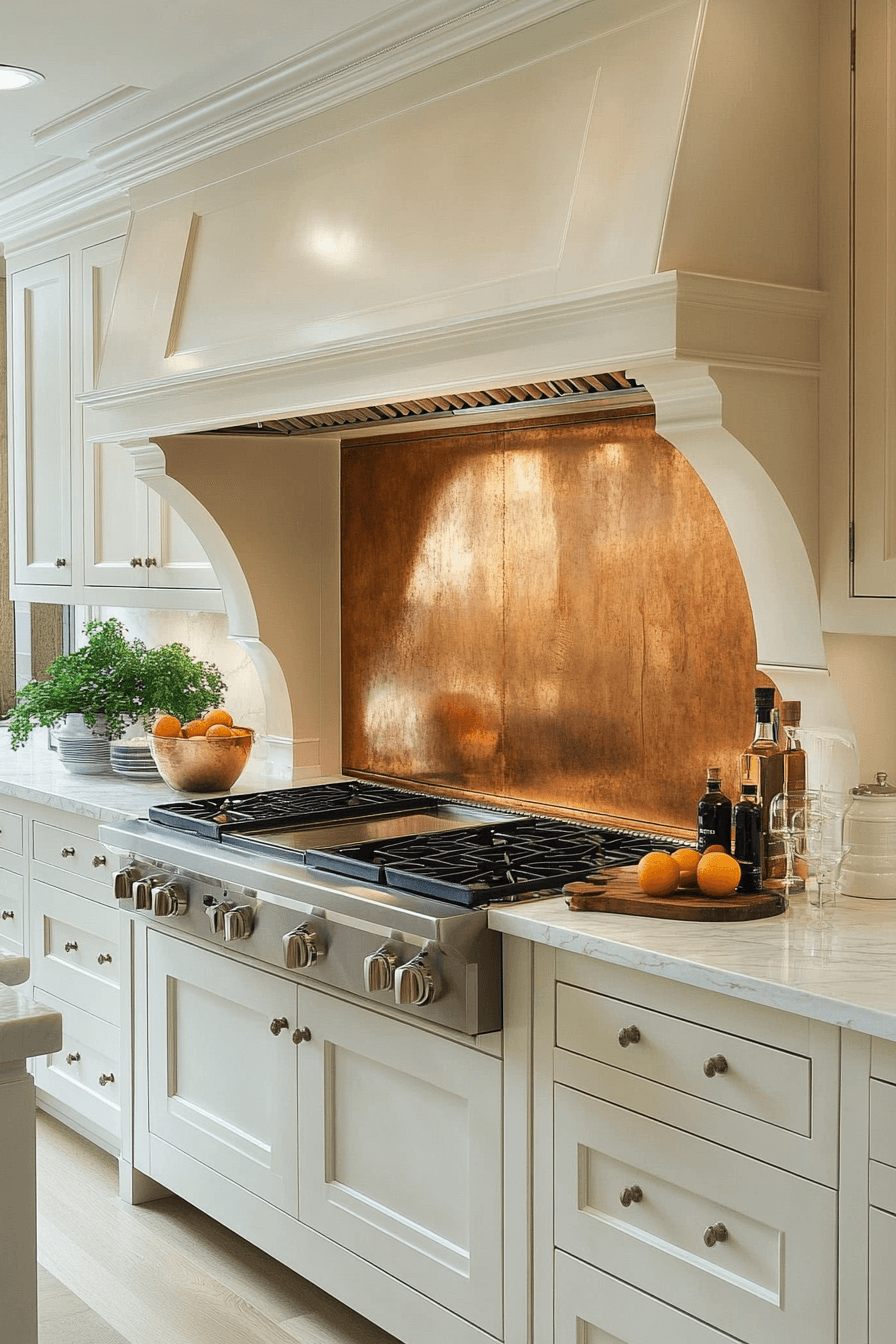 copper backsplash kitchen