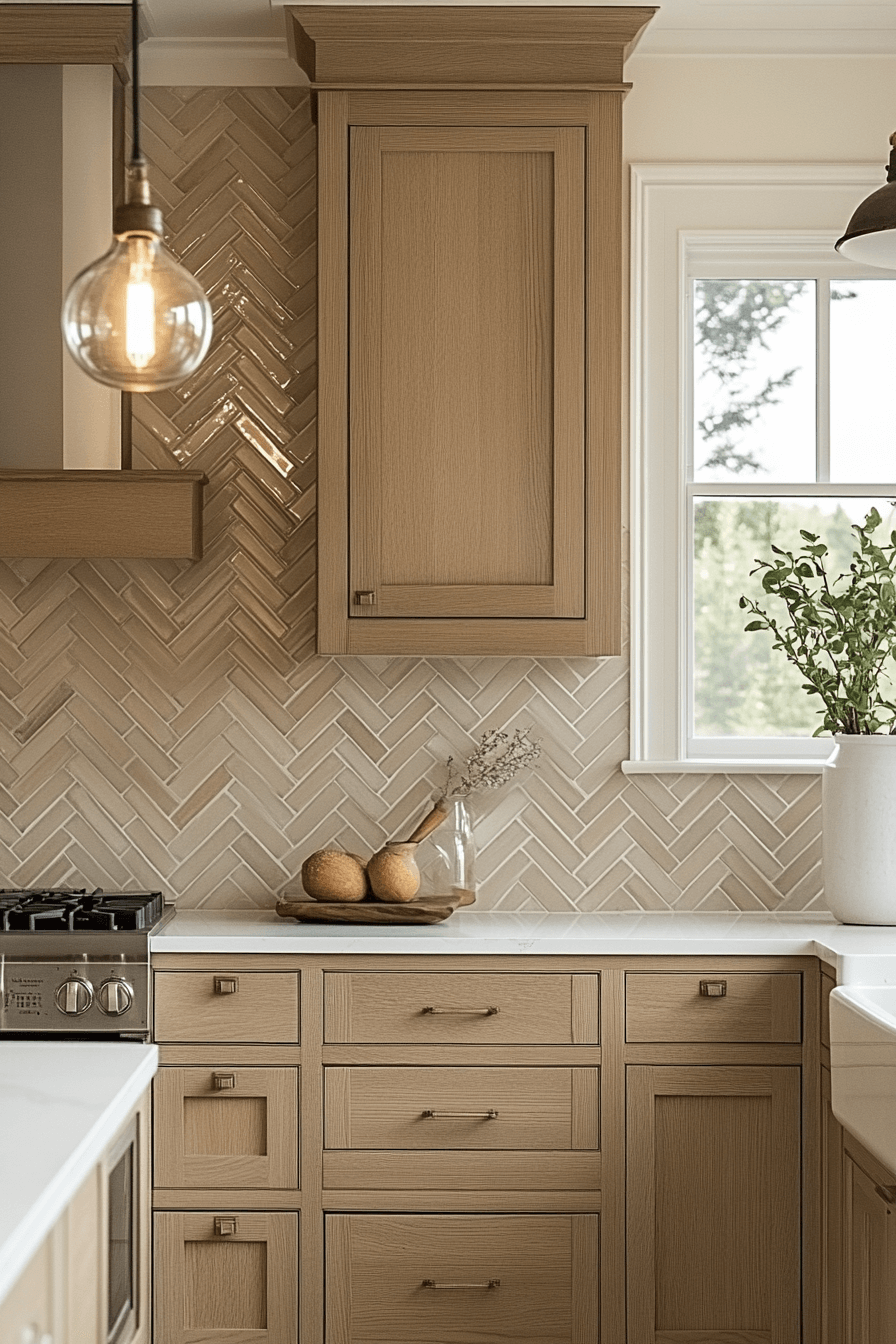 neutral backsplash kitchen