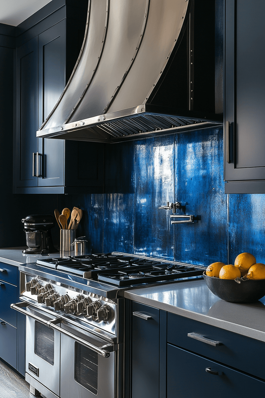 blue backsplash kitchen