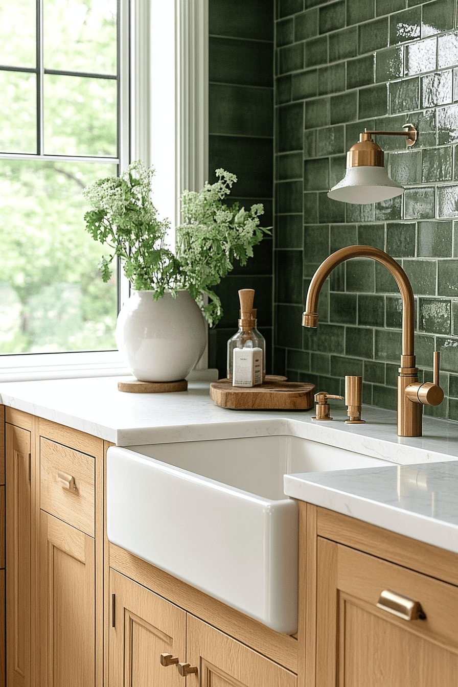 green backsplash kitchen
