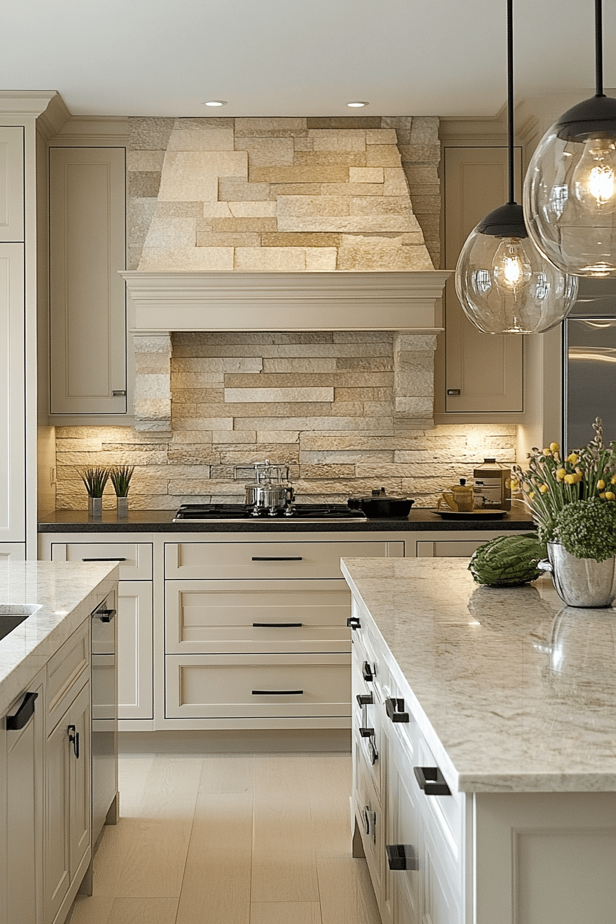 stone backsplash kitchen