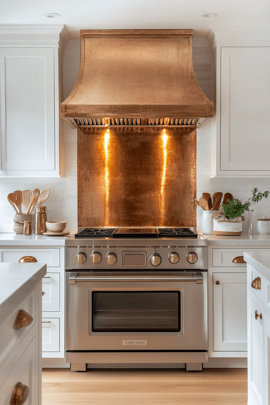 copper backsplash kitchen