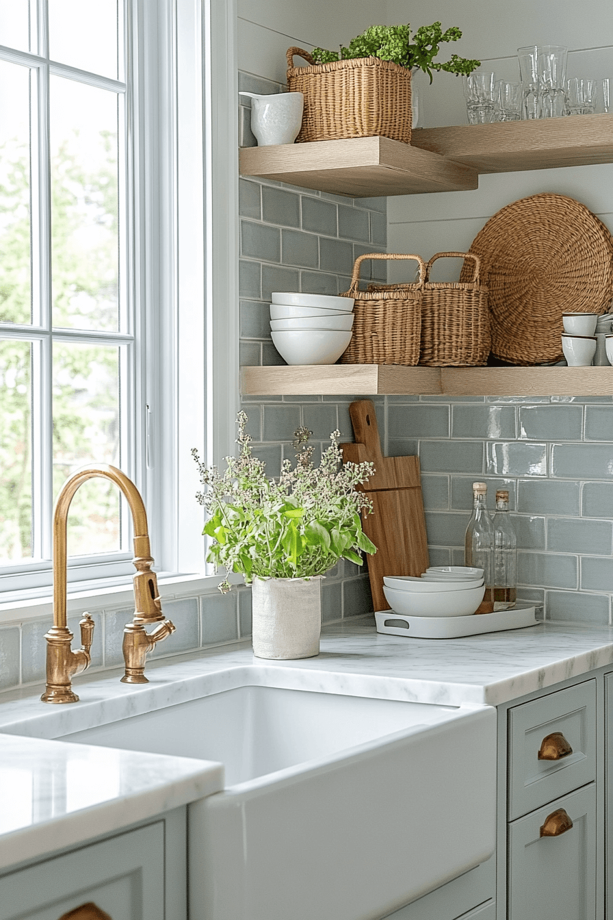 blue backsplash kitchen