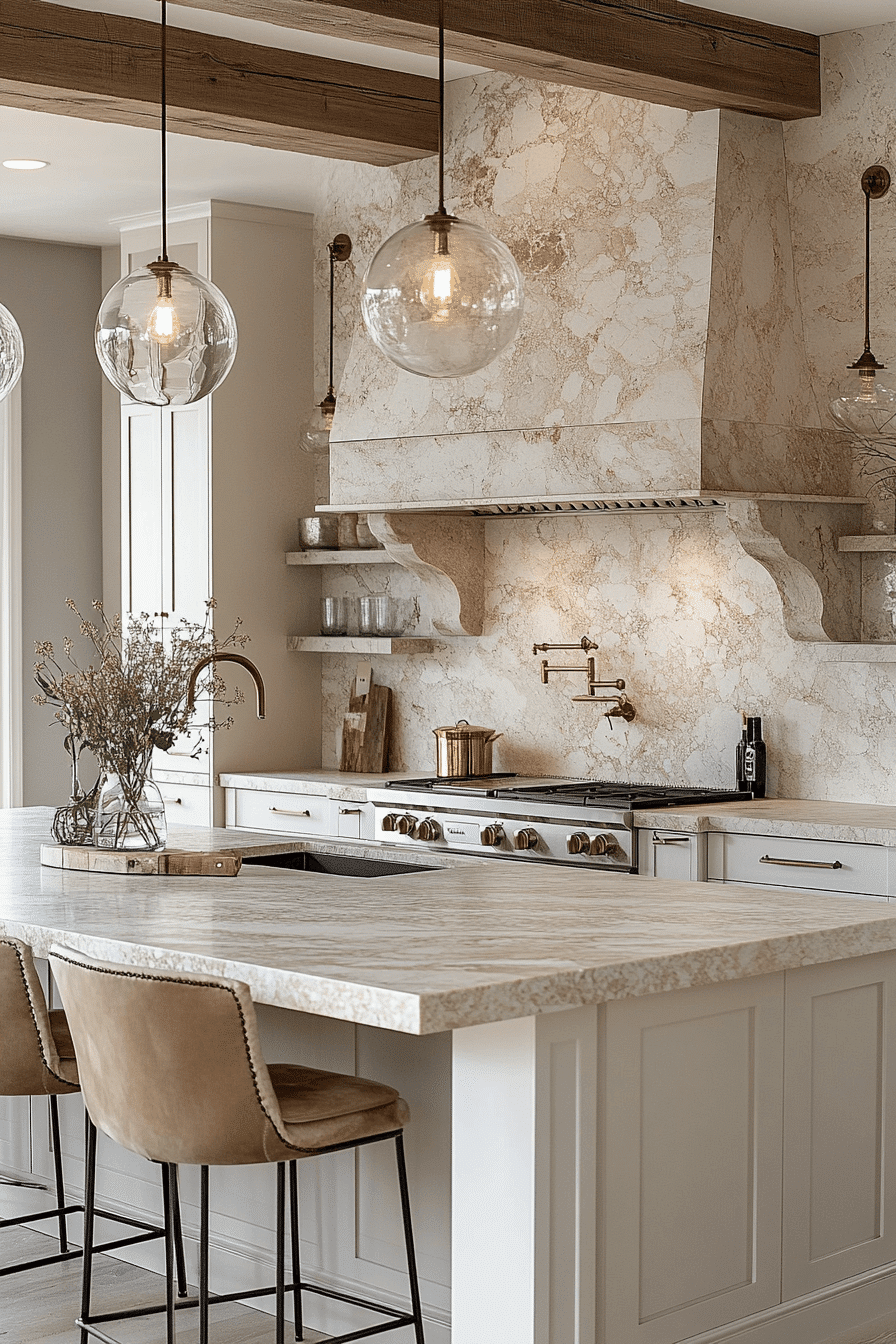 stone backsplash kitchen