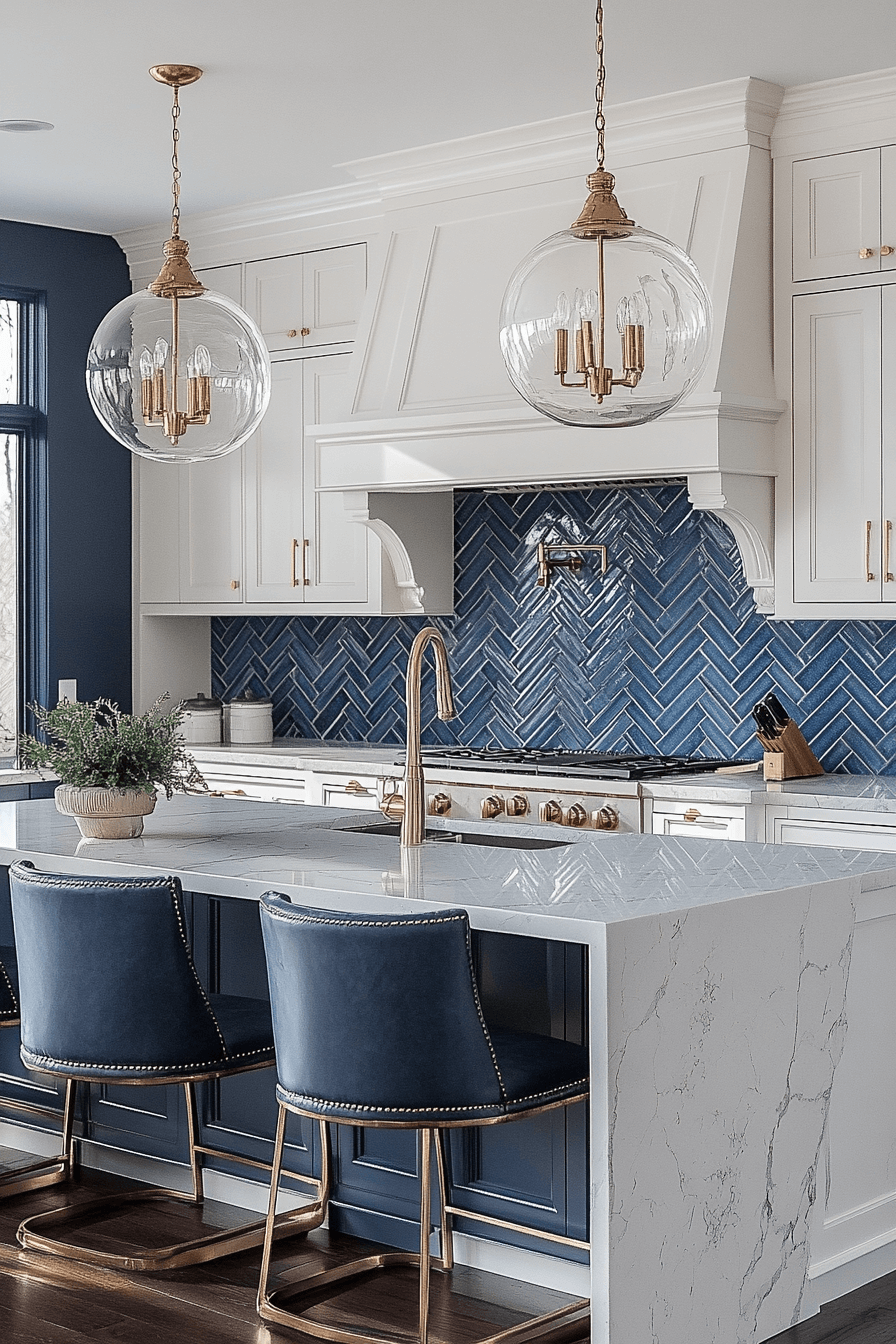blue backsplash kitchen