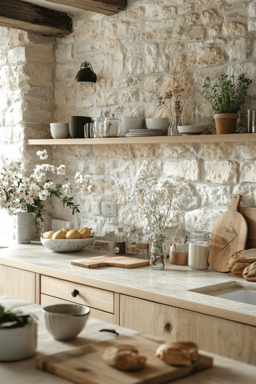 stone backsplash kitchen