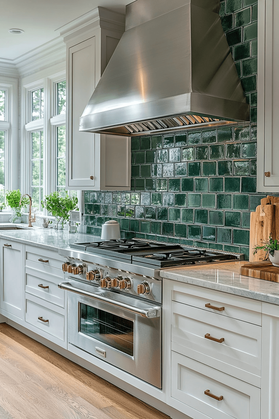 green backsplash kitchen