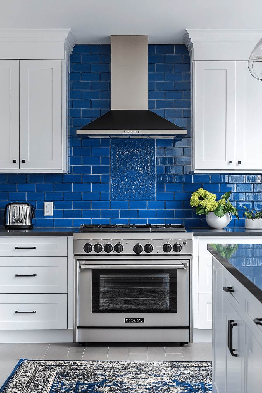 blue backsplash kitchen