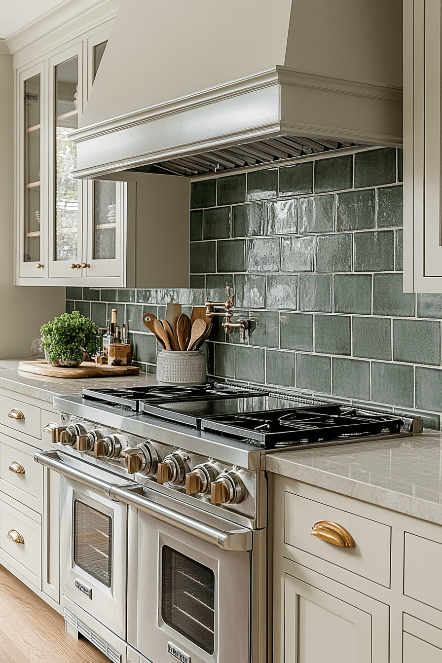 green backsplash kitchen