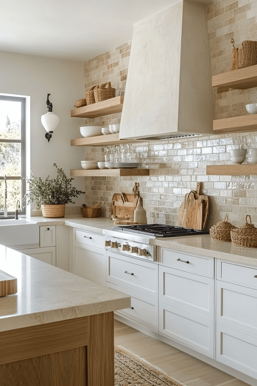 neutral backsplash kitchen