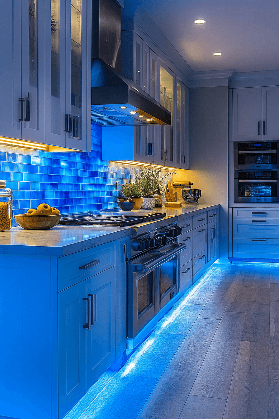 blue backsplash kitchen