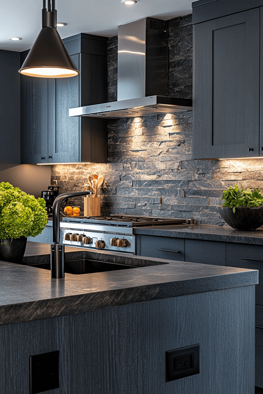 stone backsplash kitchen