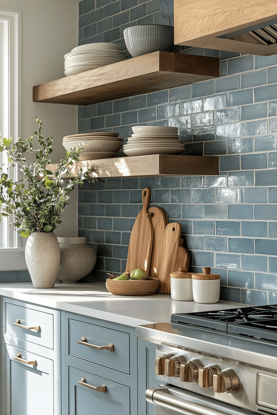 blue backsplash kitchen