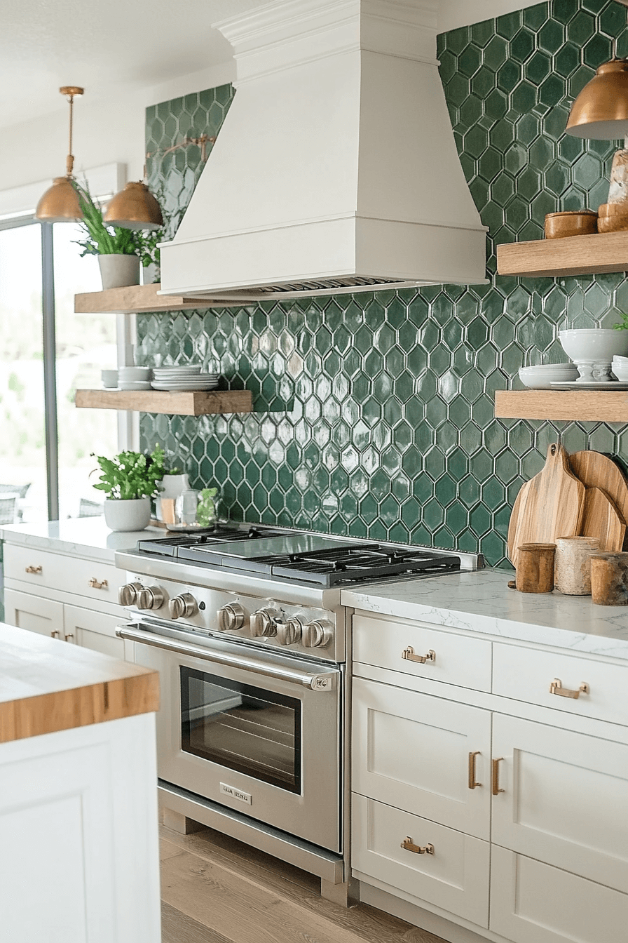 green backsplash kitchen