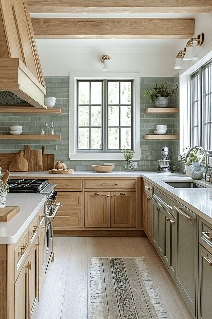 green backsplash kitchen