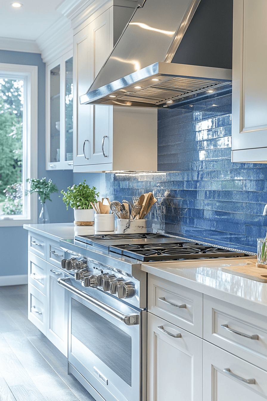 blue backsplash kitchen