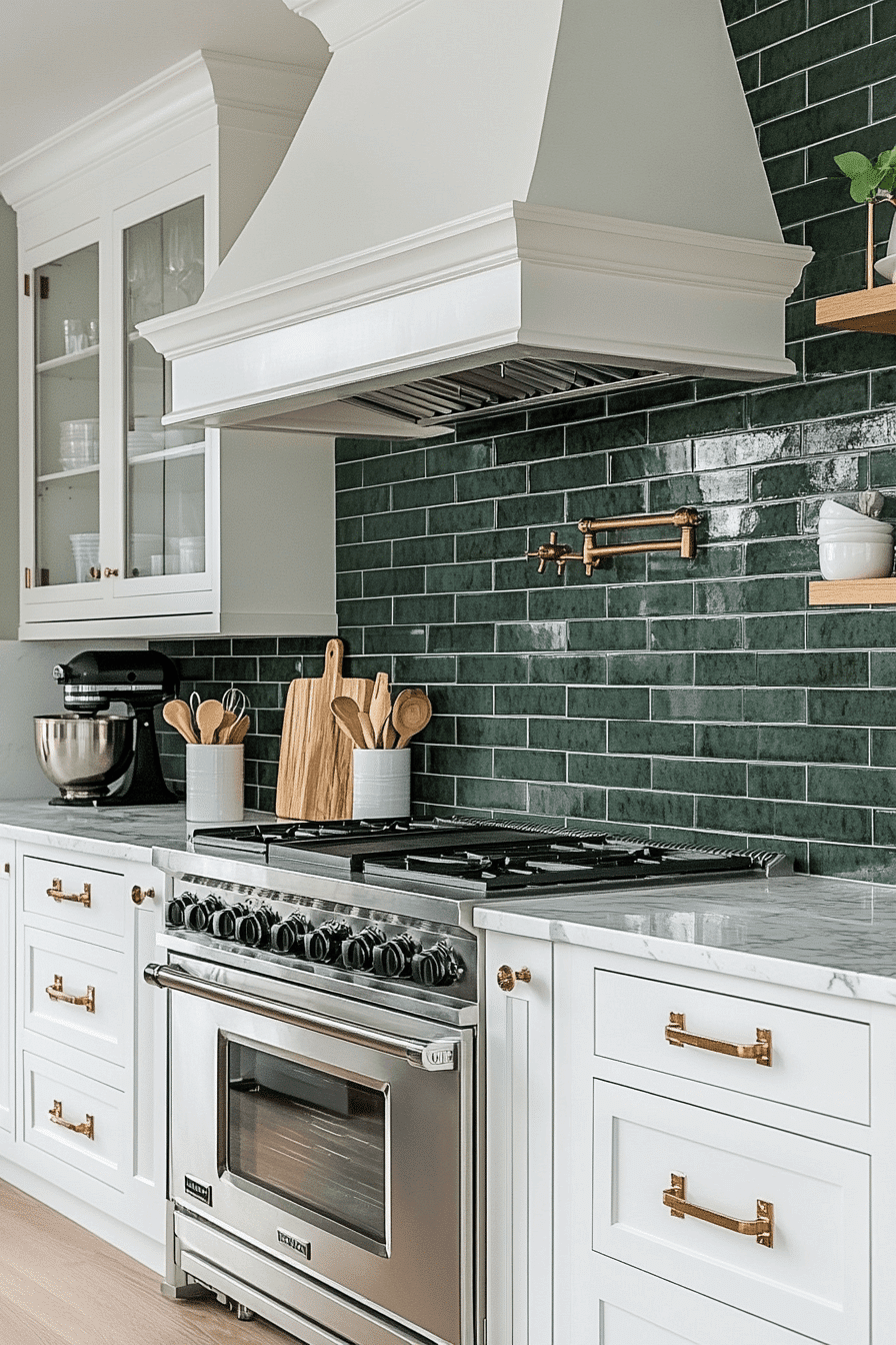 green backsplash kitchen