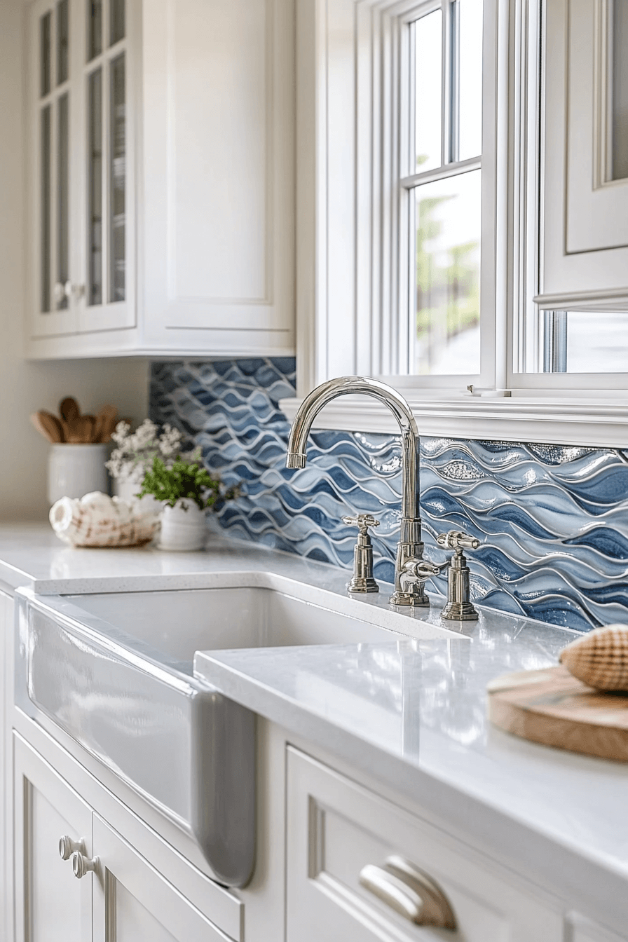 blue backsplash kitchen