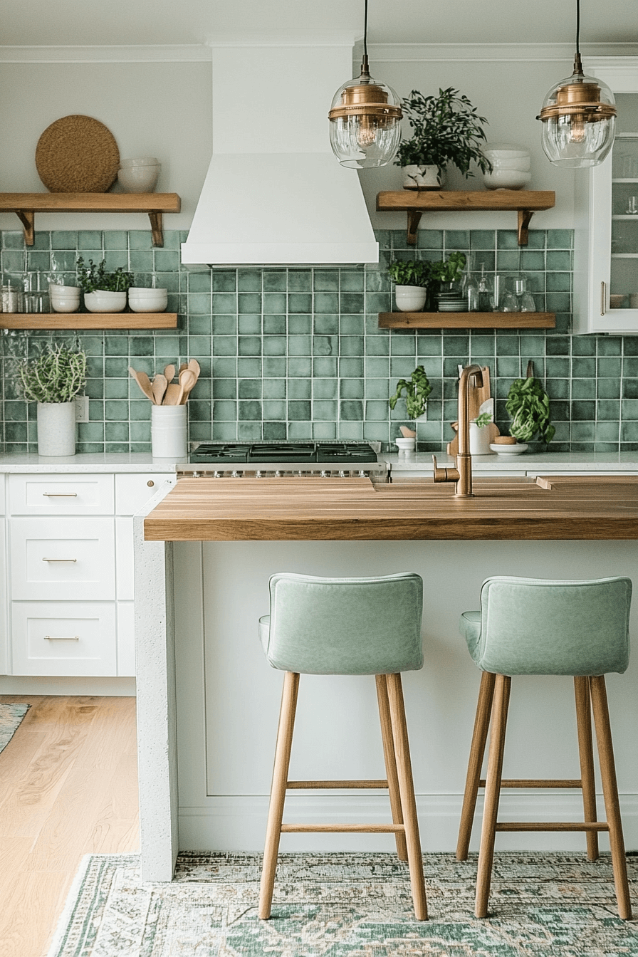 green backsplash kitchen