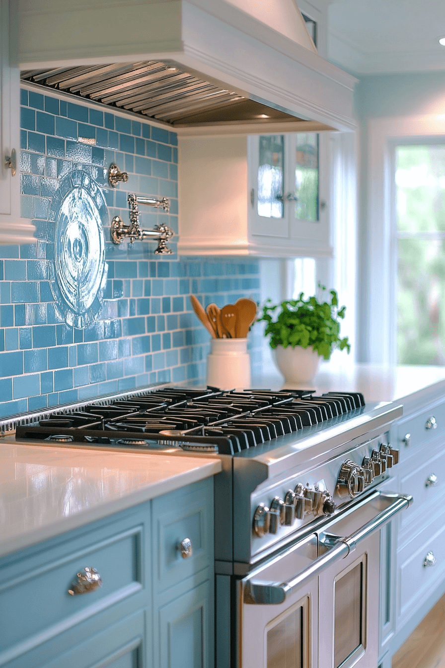blue backsplash kitchen