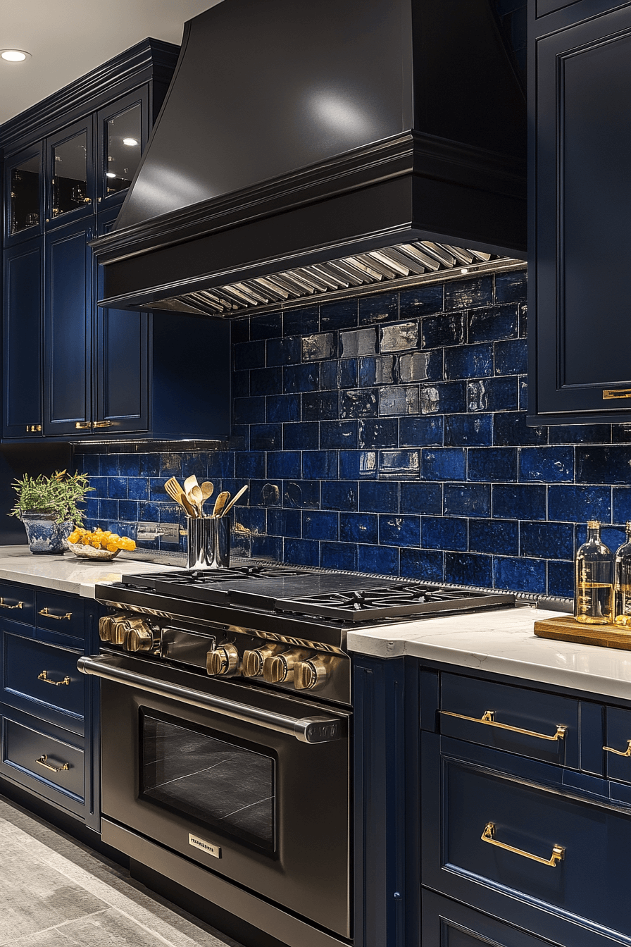 blue backsplash kitchen