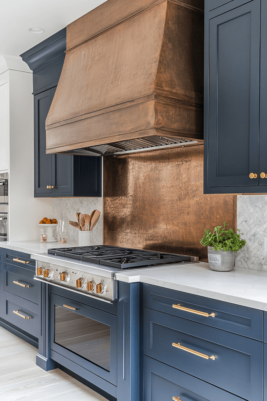 copper backsplash kitchen