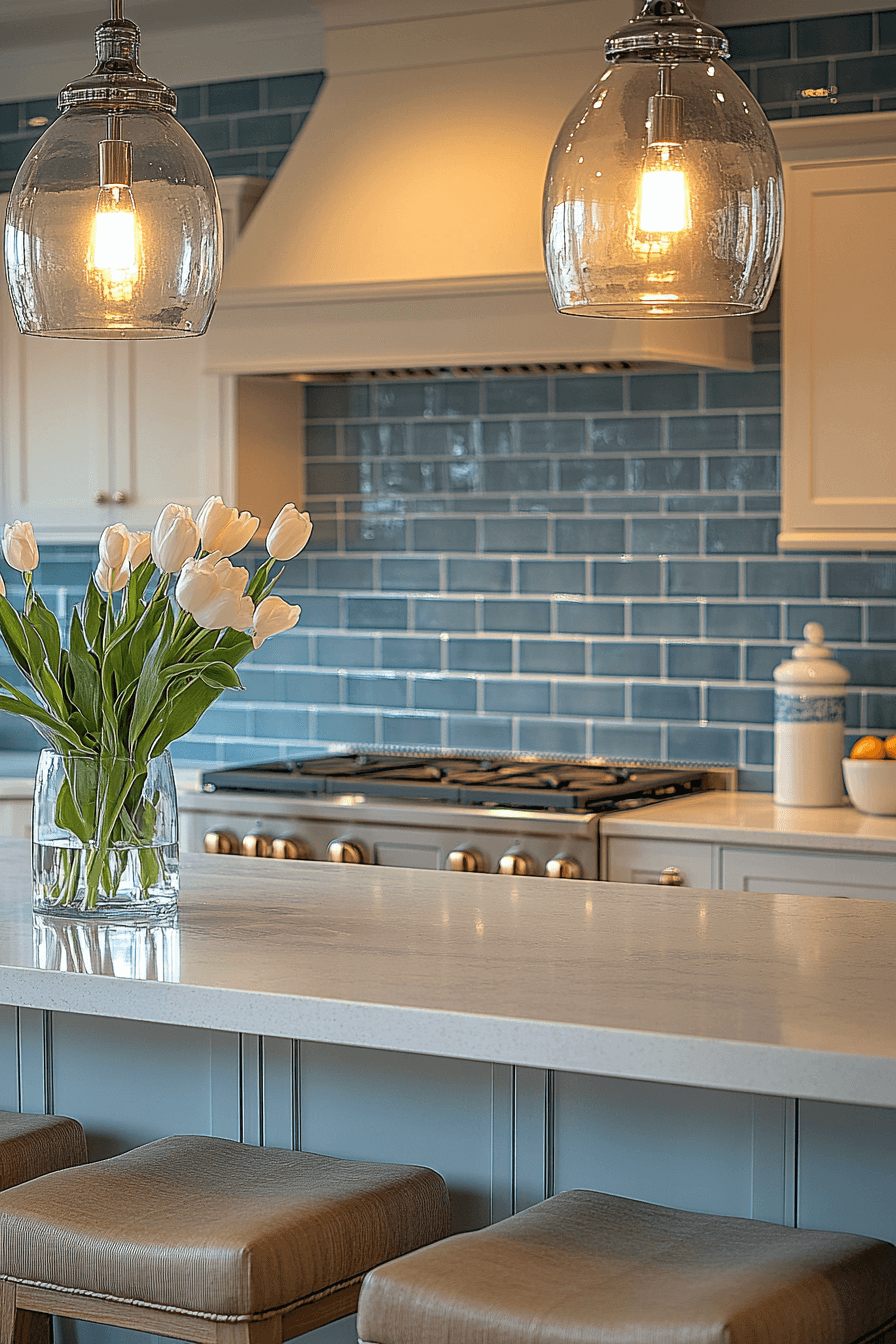 blue backsplash kitchen