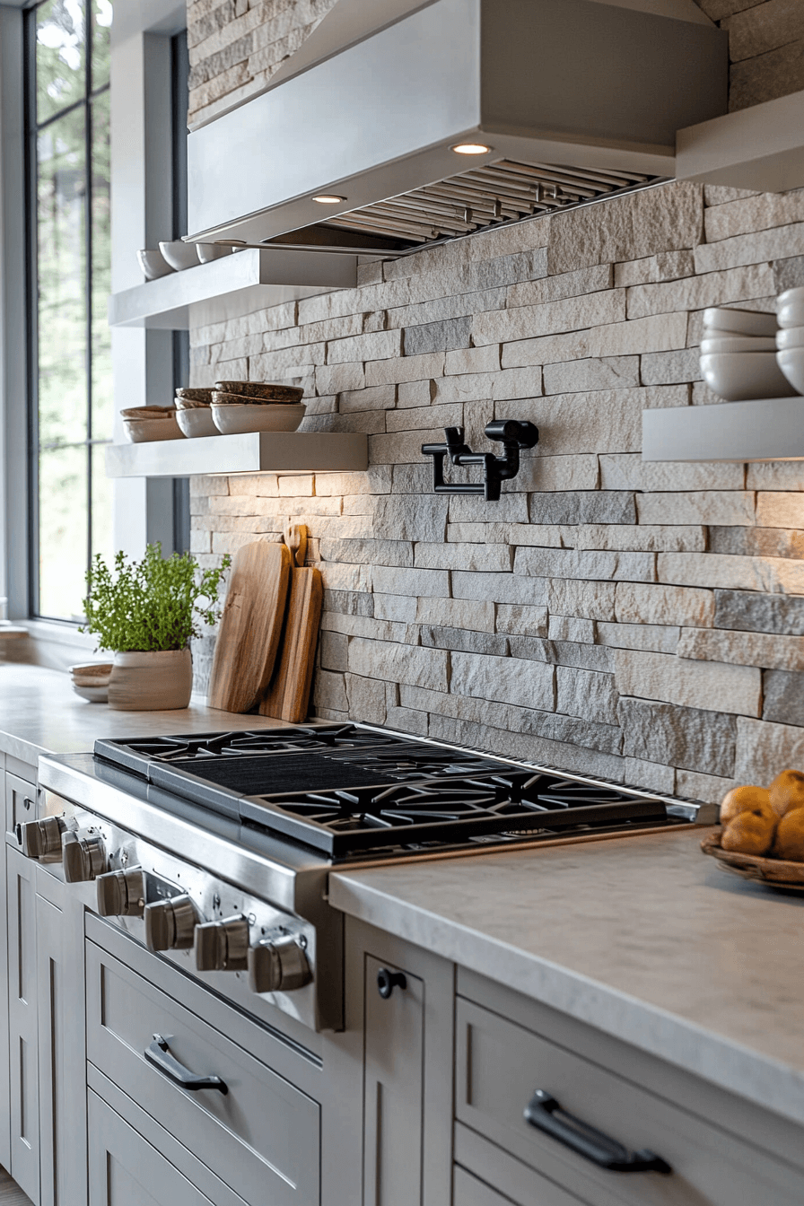 stone backsplash kitchen
