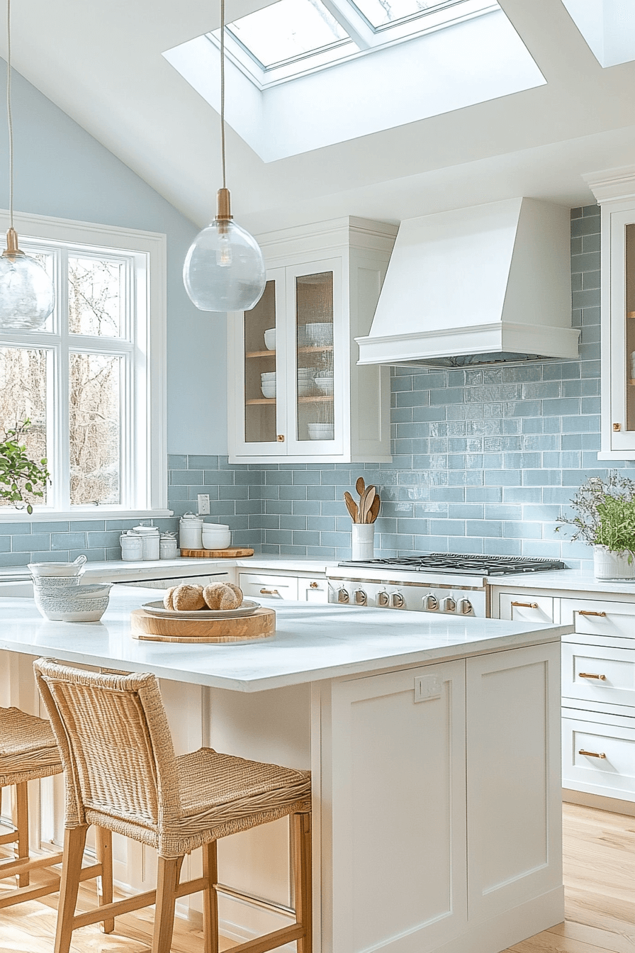 blue backsplash kitchen