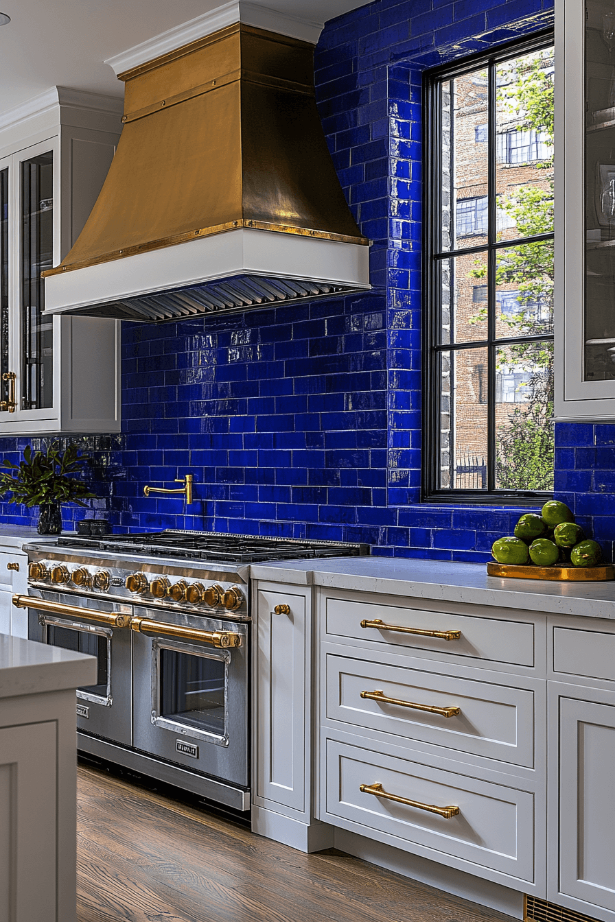 blue backsplash kitchen