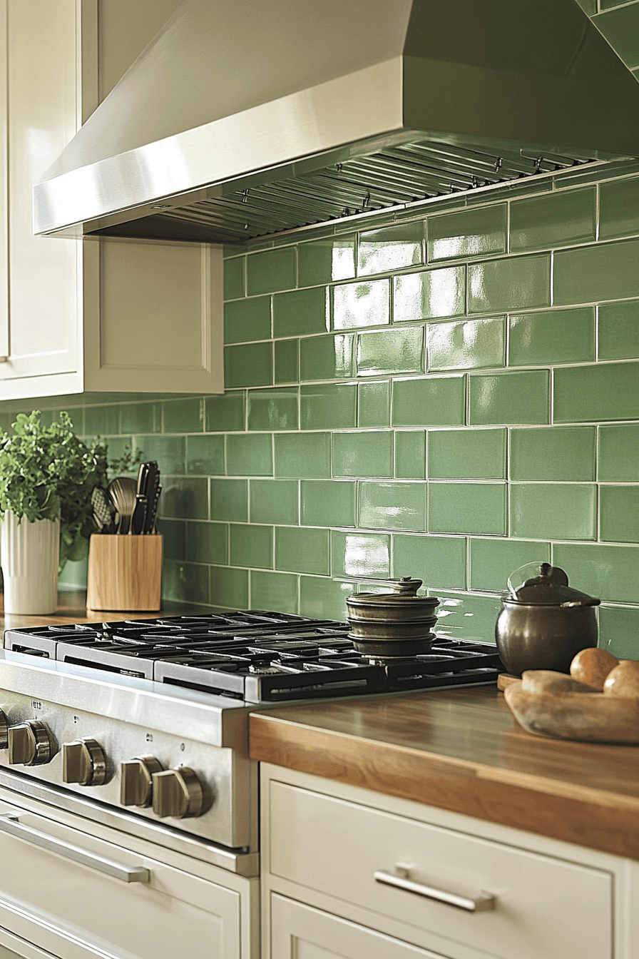 green backsplash kitchen