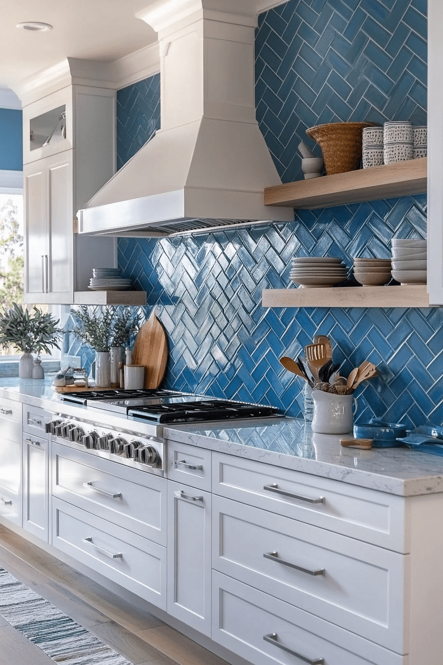 blue backsplash kitchen