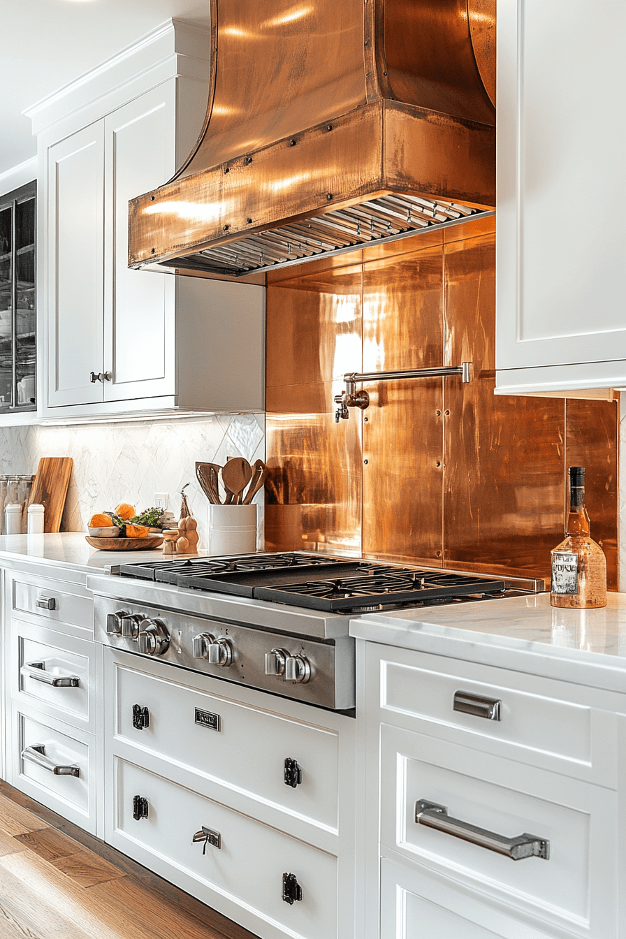 copper backsplash kitchen
