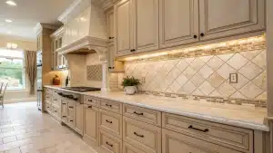 neutral backsplash kitchen
