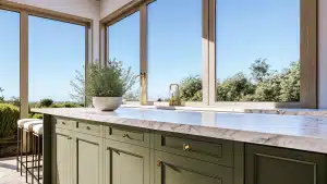 green kitchen cabinets