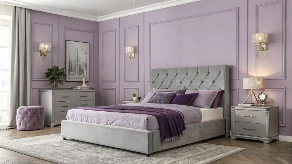29 Purple and Gray Bedroom Ideas for a Modern, Calm Space 1 purple and gray bedroom ideas