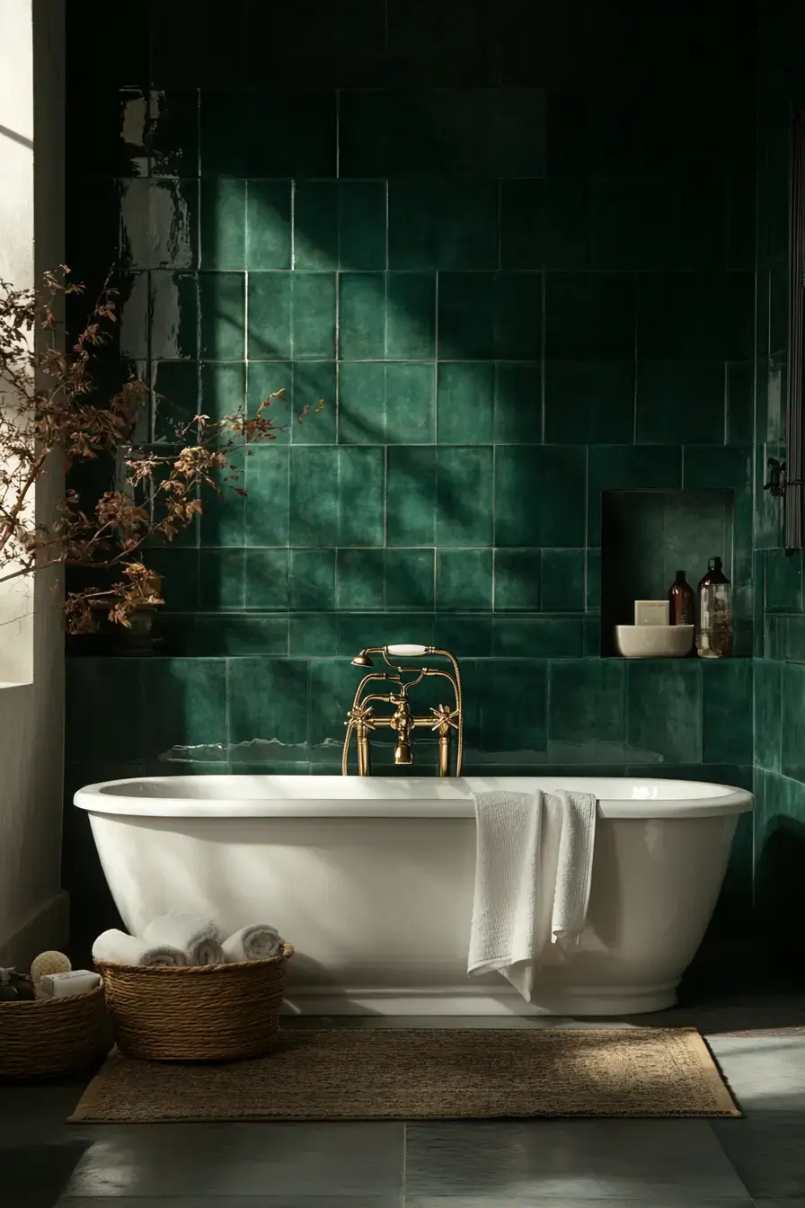 29 Dark Green Bathroom Ideas That Bring the Outside In 1
